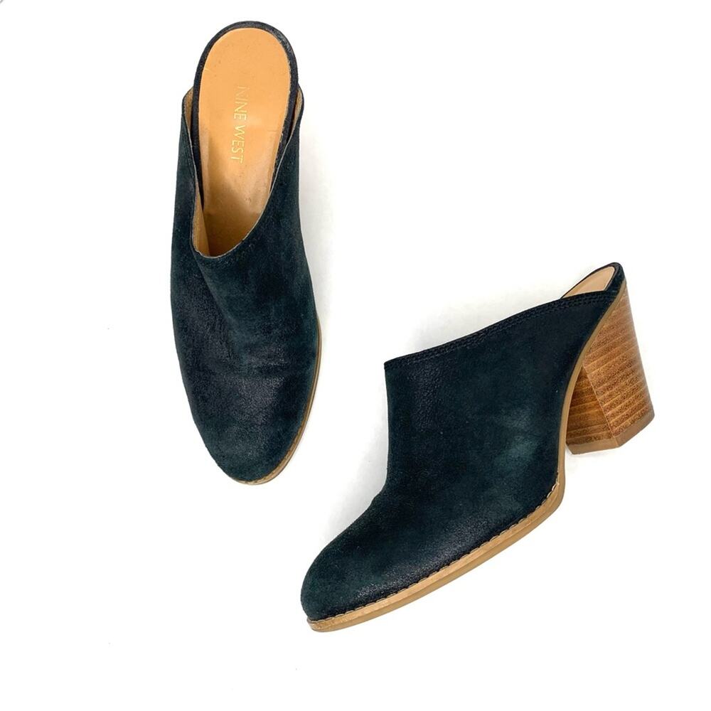 Nine West western dark blue color Hannah mules round toe women's size 8.5